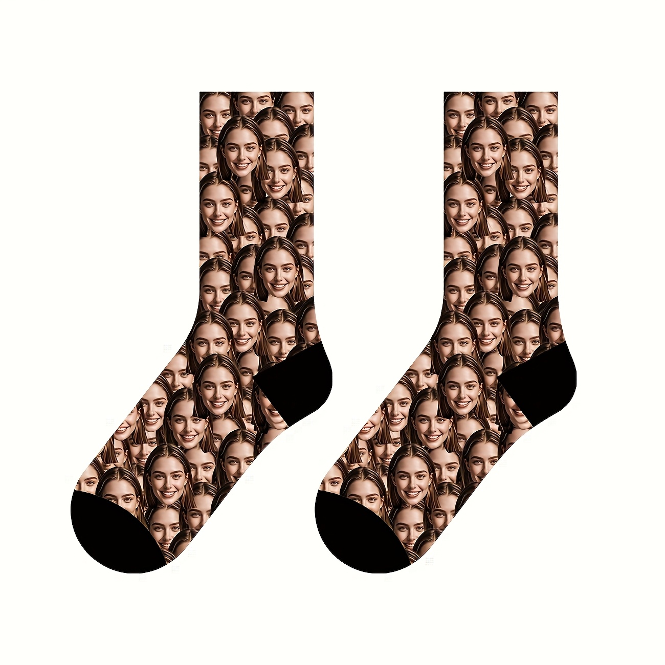 TEMU A Pair Of Personalized Custom Mid-calf Socks For Women Featuring Photos Of Stylish Couples, Fun Custom Image Socks Are Perfect For Valentine's