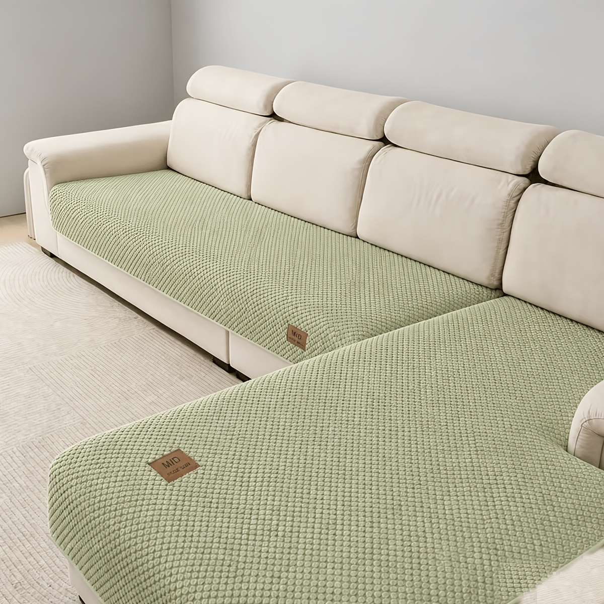 TEMU Yarong 2pcs Modern Decorative Plush Jacquard Sofa Cover - Letter Patch, Soft Plush Fabric, Suitable For , Easy To Clean And Machine Washable,