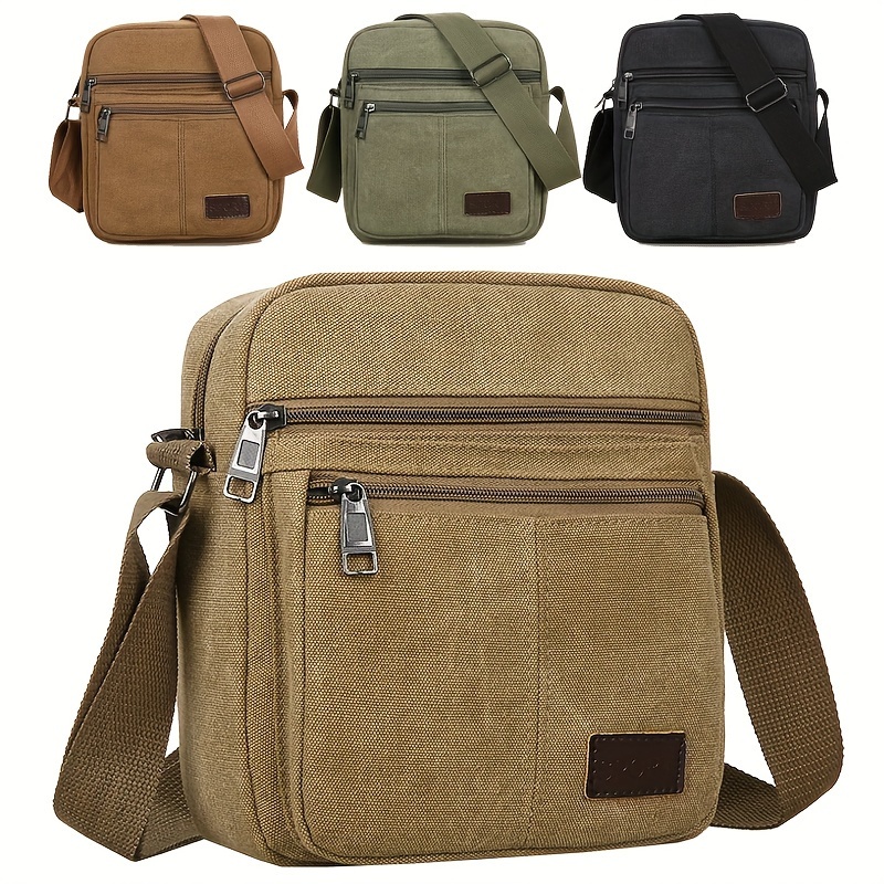 

1pc Men's Casual Canvas Bag, Horizontal Shoulder Bag, 2024 New, Crossbody, Backpack