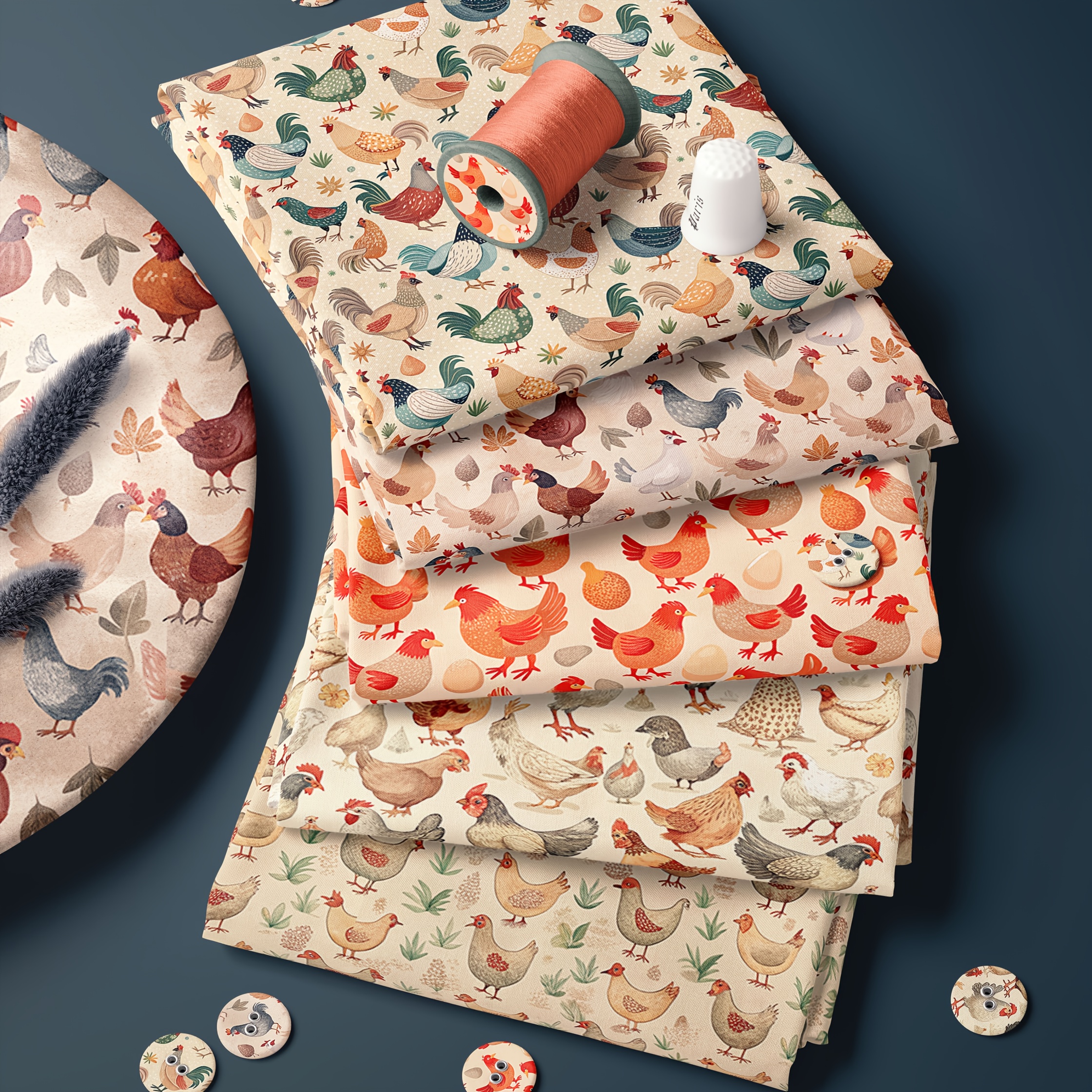 E-shop 5-teiliges Set, Cartoon, niedliches Bauernhof-Küken-, Ei-, Grashalm-Elementemuster, thematisches Patchwork-DIY-Handwerk-Dekor, ganzjährige