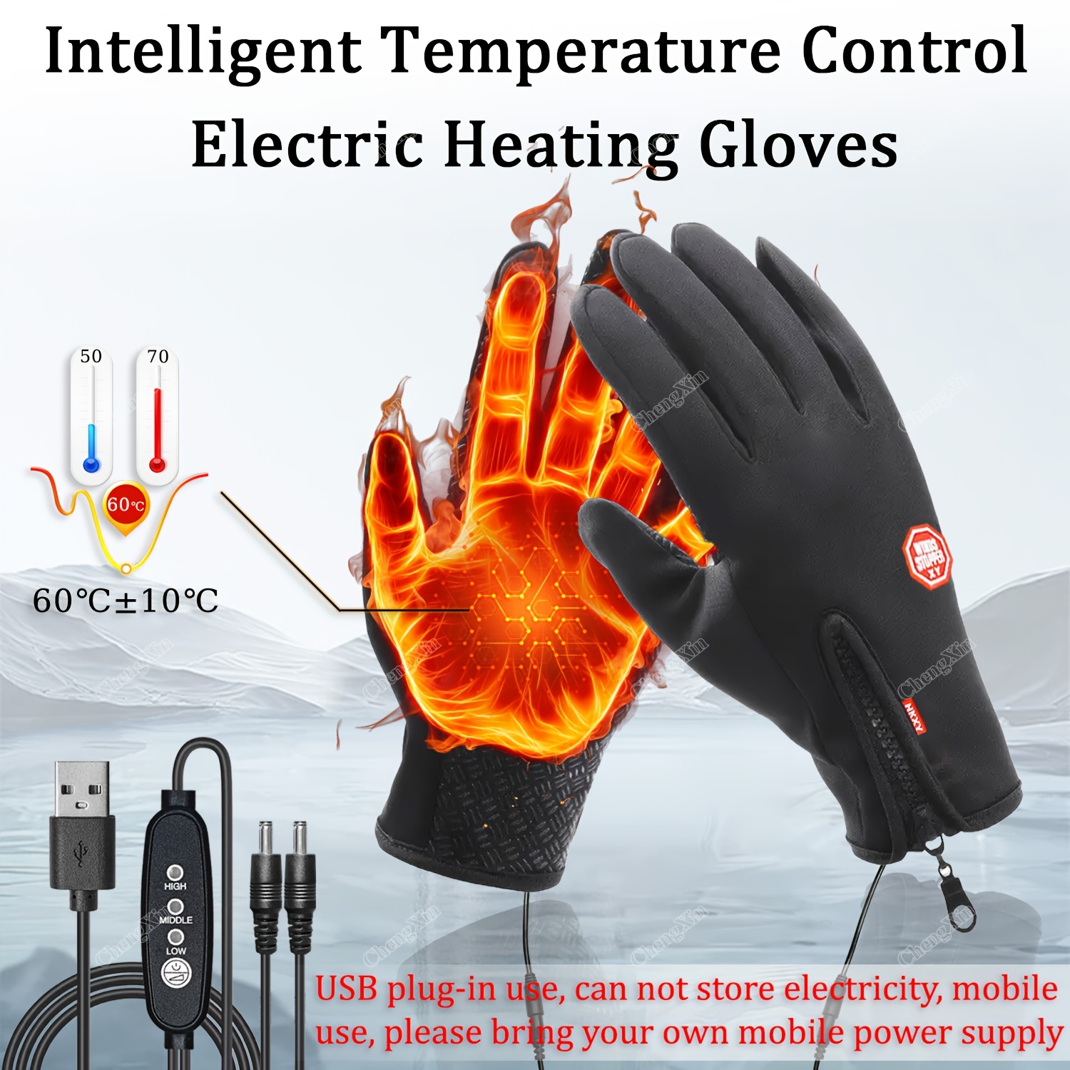 

1 Pair Heating Gloves With Touch Screen, Usb Powered, 3 Temperature Settings, Non-electric For Winter, Gaming & Outdoor Use