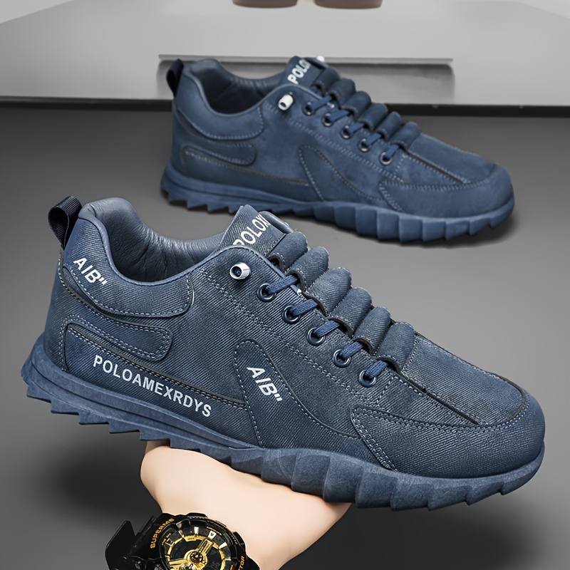 

Men's Blue Sneakers - Casual & Sporty Lace-up Shoes With Pu Upper & Pvc Sole, Comfortable Fabric For Casual Attire, Running & Casual