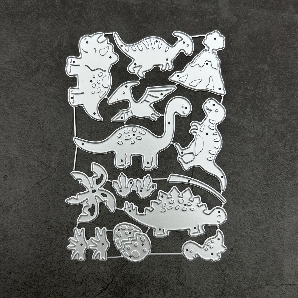 TEMU 1pc Multiple Dinosaur Die Cut Volcano And Tree Metal Embossing Cutting Die, Christmas Decoration, Diy Hand-cut , Diy Cutting Album, Suitable For