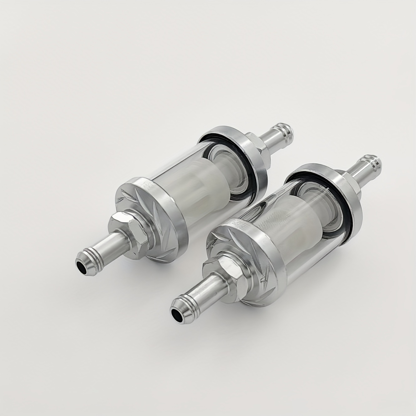 TEMU 2pcs Motorcycle Fuel Filter With 8mm Nozzle, Transparent Glass Window. Removable, Washable Cup. For Atv, Dirt Bike. Polished, Heat & Rust