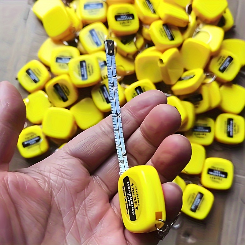 

1pc Compact Retractable Tape Measure With Keychain - 39.35" Metal Mini Steel Ruler, Ideal For Sewing & Knitting, Yellow