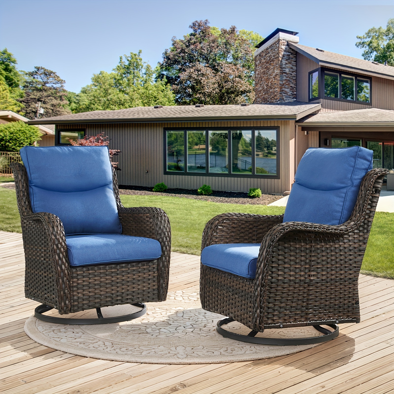 set of terraloom heavy duty padded swivel patio chairs with 360