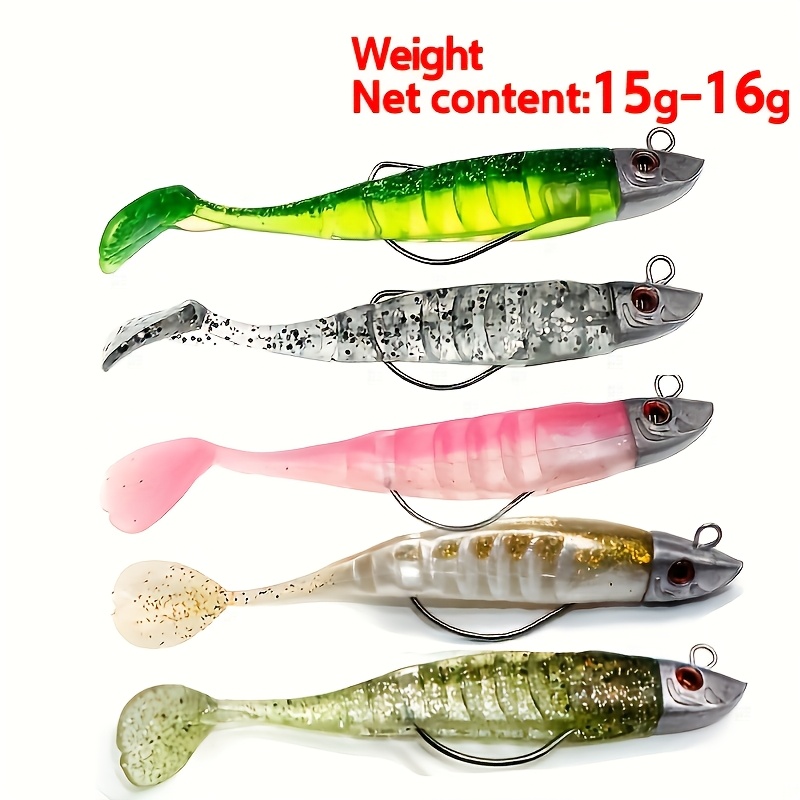 E-shop 5 Stück Köder Realistisch Fisch-Förmig Dual-Farbig Verkapselter Kopf Weichfisch 13cm 26g 10cm 15g Köder Bait Crank Haken T-Schwanz Anti-Hängen