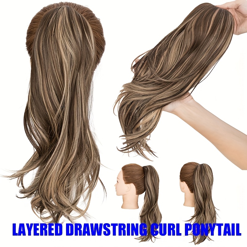 1pc   ponytail hair extension multi layered synthetic hairpiece with drawstring natural looking soft smooth texture for women daily     ponytail hair piece versatile hairpiece secure drawstring attachment details 0