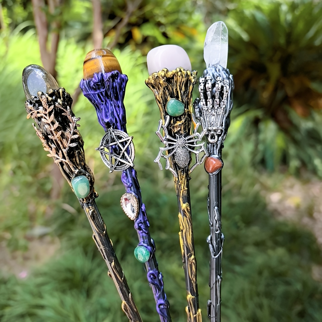 1pc elegant crystal wand gothic skull hand wizard staff - Temu