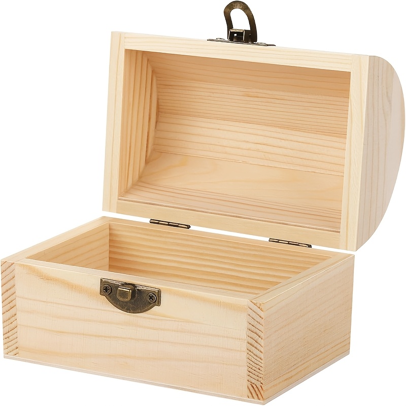 Image of Wood Decorative Wood Box With Hinged Lid And Locking Clasp Plain Decorate Wooden Boxes For Art Hobbies Jewelry Gift Storage