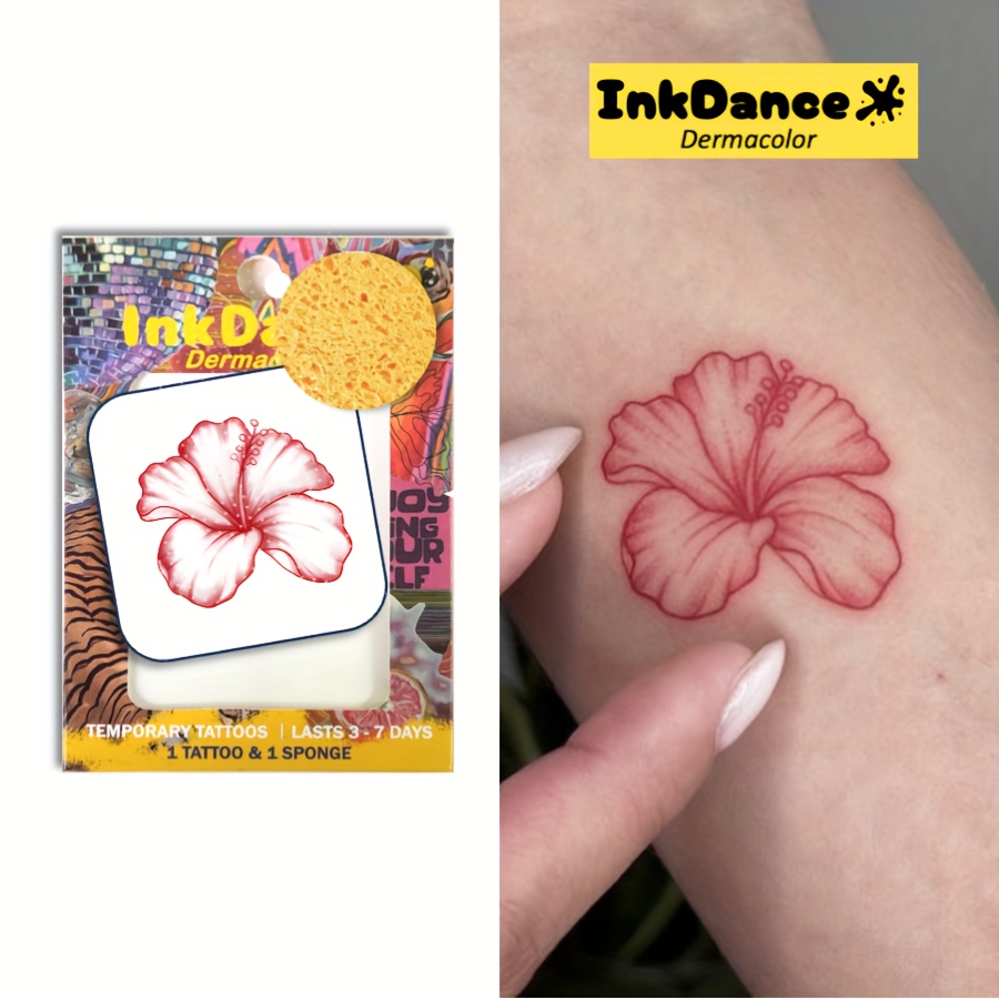 TEMU Temporary Tattoos Of Frost-resistant Flowers, Hibiscus, And Magnolia. Waterproof And Long-lasting, Cute Floral Designs Are Realistic Body Art That Easily And .