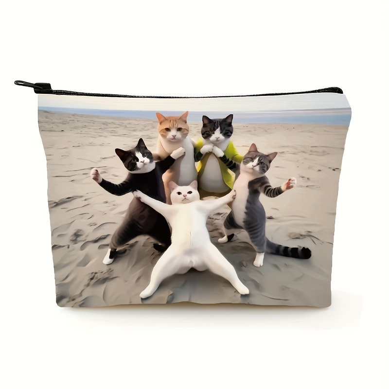 

Funny Cats Pattern Cosmetic Bag Makeup Bag, Zipper Pouch, Lightweight Makeup Organizer For Travel, For Men And Women