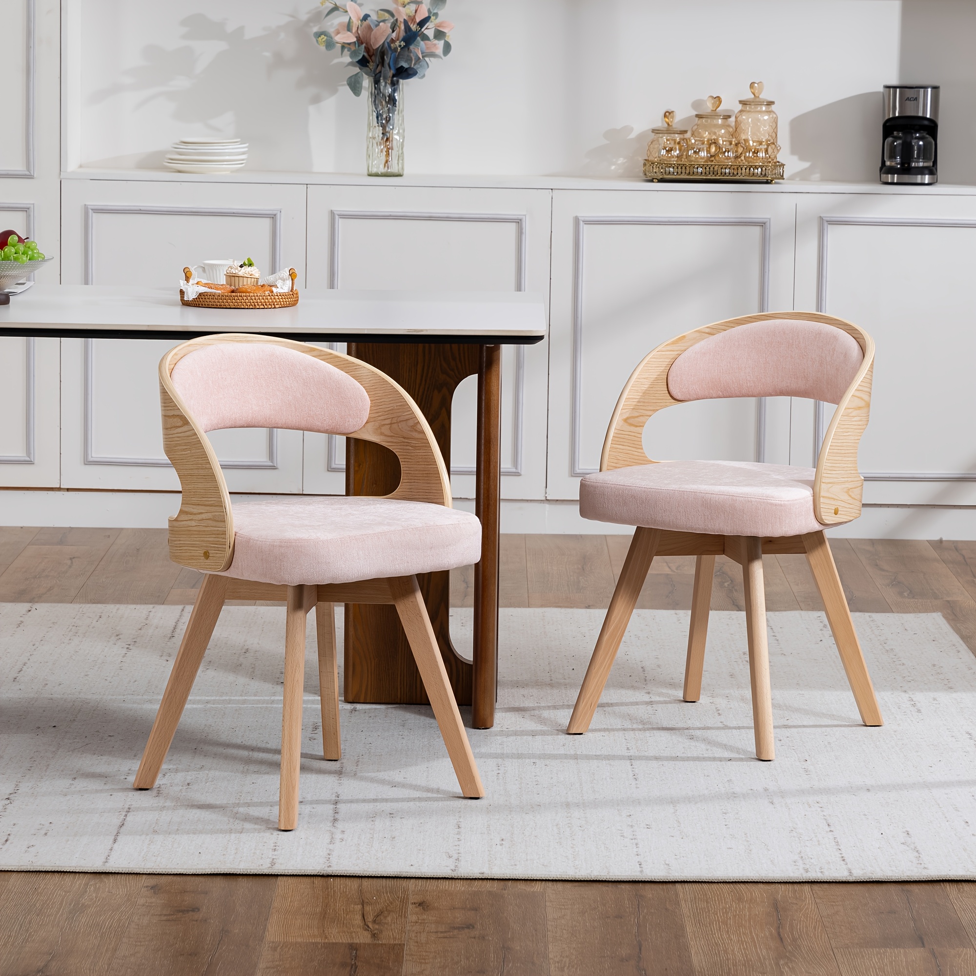 Image of Modern Dining Chairs, 360-degree Swivel Linen Dining Chairs, Set Of Two, Easy To Clean And Assemble, Suitable For Kitchens And , With A Weight Capacity Of 150kg