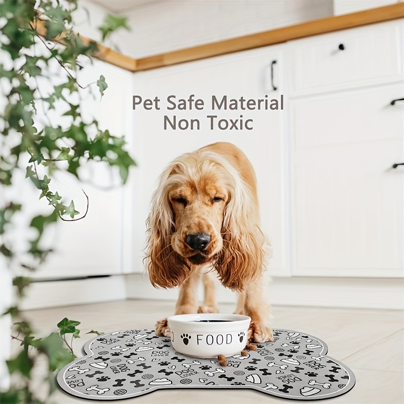 Image of Non-slip Quick-dry Geometric Paw Print Dog Feeding Mat - Durable Polyester Pet Food & Water Bowl Pad For Small To Medium Dogs, Easy- With For Safety & , Dog Feeding Accessories, Dog Owners