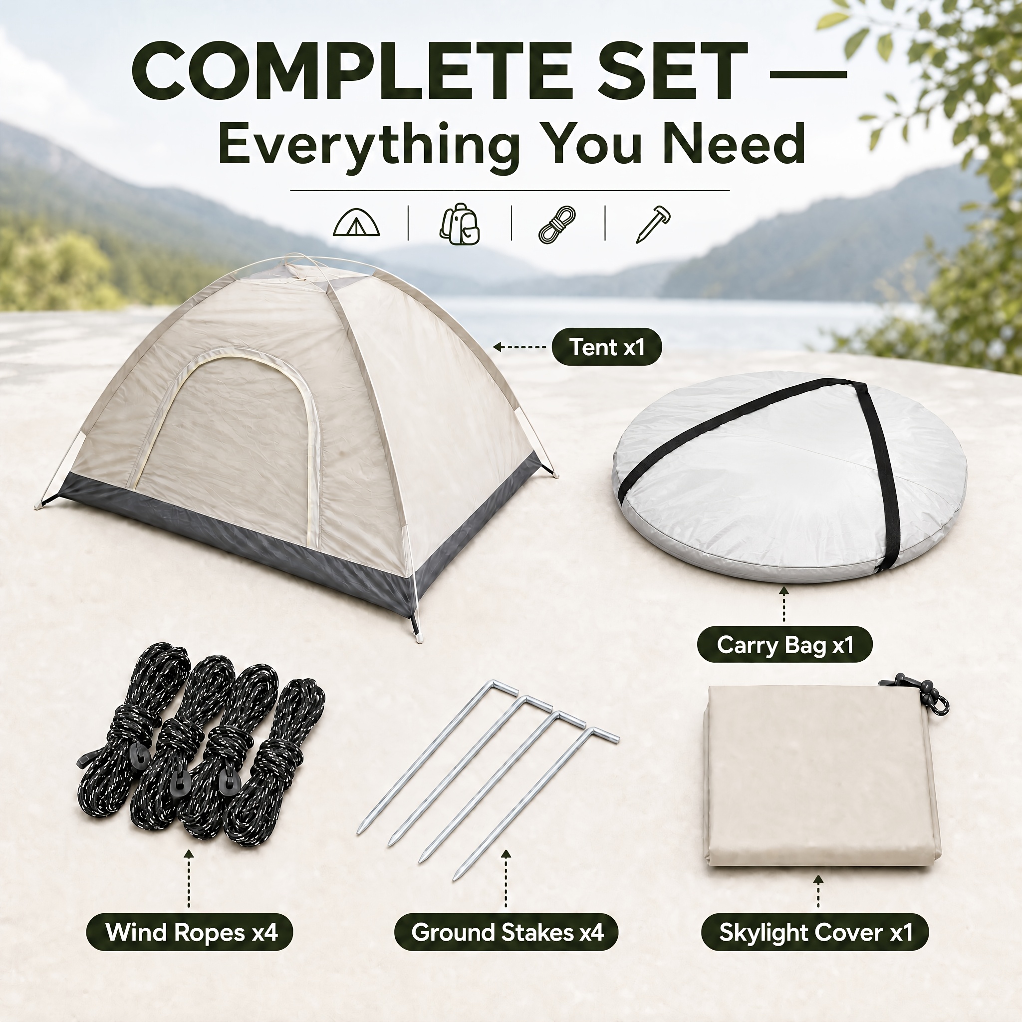 Image of 1-2 Person Instant Pop Up Tent Setup In 3 Seconds, Double-layer Mesh Walls & Suitable For Hiking, Camping, Backyard, Picnic - Lightweight Portable Tent With Full Accessories For,, - Outdoor Use