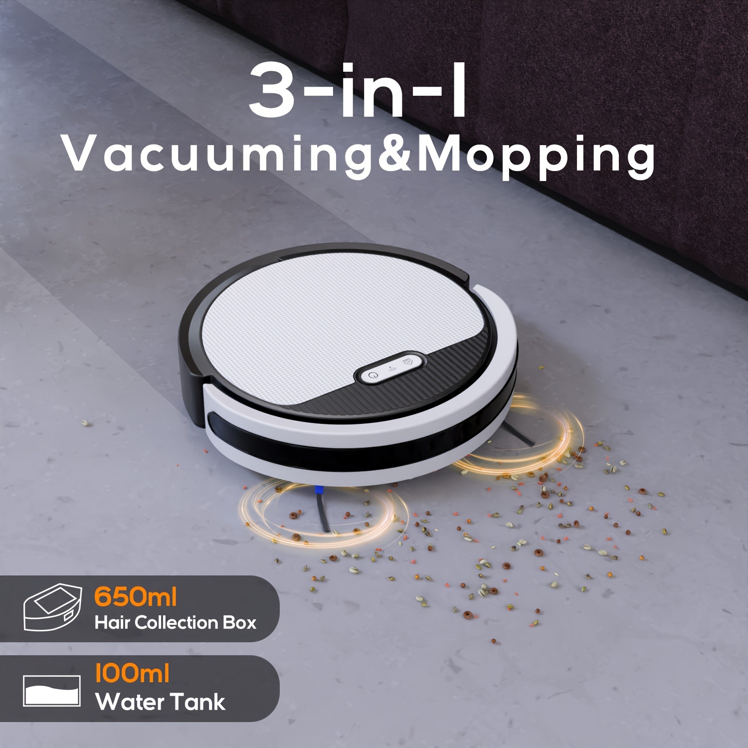 

1pc, Robot Vacuum And Mop, 4000pa Strong Suction Power Vacuum Mop Robot, Wi-fi/app/alexa, Self-charging Robotic Vacuum For Hard Floor, Pet Hair And Low-piled Carpet, Slim Design, White Black