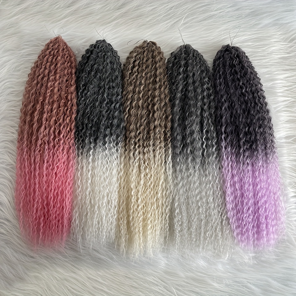 изображение предмета 1 шт. мягкие и естественно выглядящие 20-дюймовые бразильские афро-кудри, вязаные крючком наращивания для женщин - кудрявые омбре розовые синтетические волосы для плетения, легкие 95 г, не спутываются с объемными, четкими локонами, универсальные для укладки волос | объемные афро | синтетические наращивания волос