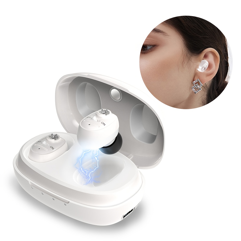 2+1pc Hearing Amplifier, USB Rechargeable With Charging Box, Adjustable Volume Control, Invisible In-ear Sound Amplifier, Long Battery Life, Suitable For Daily Outdoor And Family Gatherings, Call