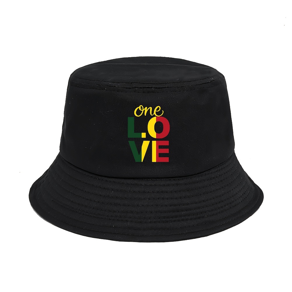 

1 Love Print Bucket Hat Simple Lightweight Basin Hats Summer Casual Sunshade Fisherman Hats For Beach Travel