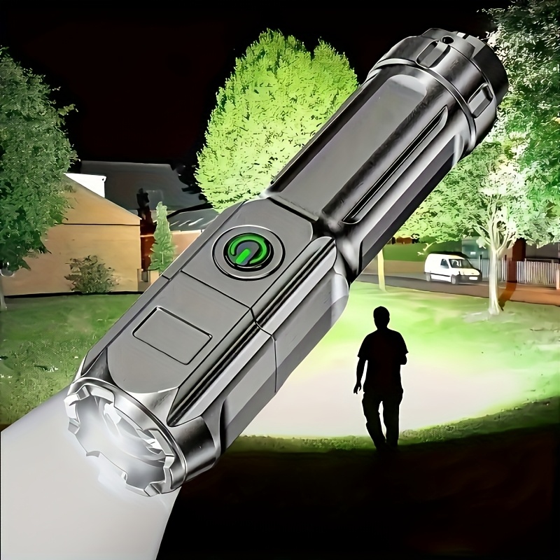 1 buc Lanternă de Mână Super Luminoasă USB Reîncărcabilă, Ideală pentru Camping, Drumeții și Hiking, Clasificare IPX4