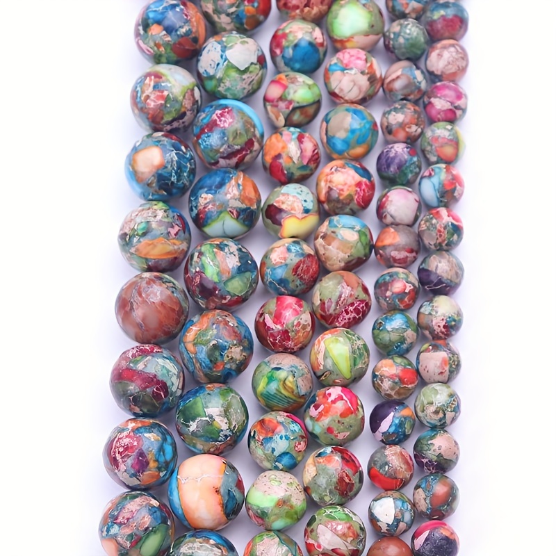 

Natural Stone Beads - Mixed Color Imperial Jasper Gemstone Loose Beads For Jewelry Making - High Quality Fashion Gift For Men And Women - 6/8/10mm Sea Sediment Jasper Beads Assortment Pack