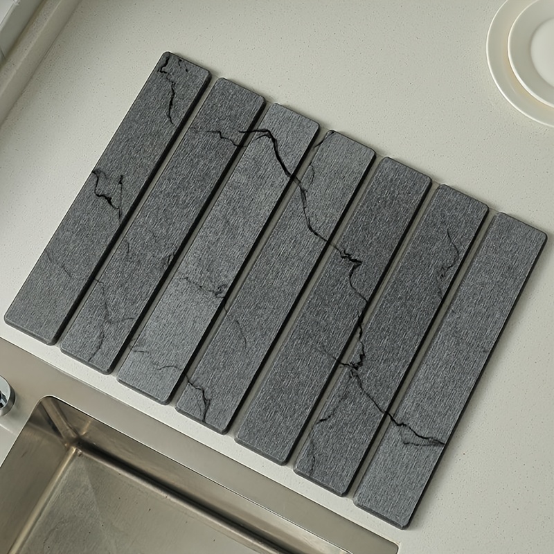 TEMU Tapis Absorbant Pliant en de avec Marbre, Tapis de Séchage, Tapis de Table de Salle de Bain, Dessous-de-Porte, Tapis de Drainage pour Sol
