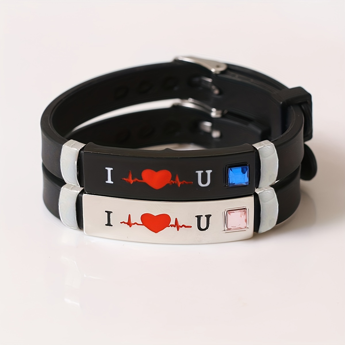 i love you silicone couple bracelets 2pcs set cute       or gifting on valentines day details 6