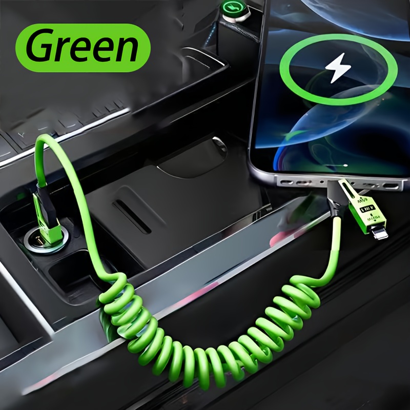 4-in-1 Charging Data Cable, Retractable , Ultra-fast Charging And Data Sync, Charging, Suitable For Iphone, Ipad, , Huawei, Oppo, And Other Mobile Phones