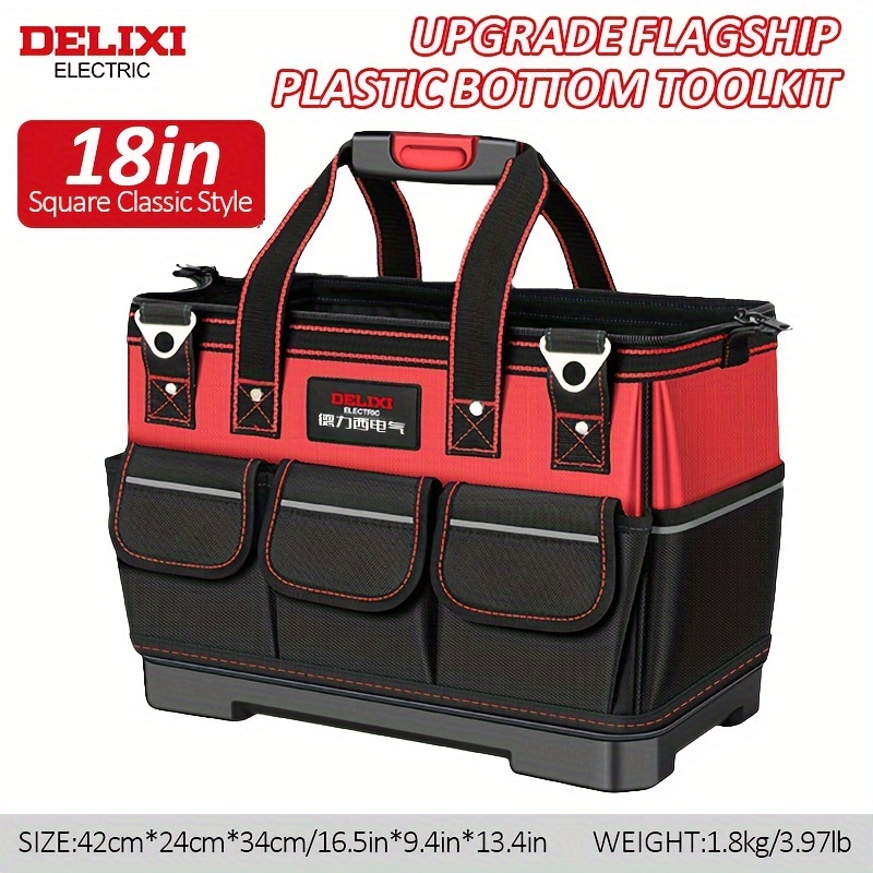 TEMU Heavy-duty Electrician's Tool Bag - Durable Nylon , -functional Large Storage Organizer For Electricians