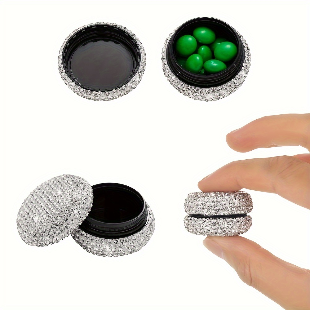 Shimmering Diamond-encrusted Pill Organizer: Compact Storage For Medications And Vitamins