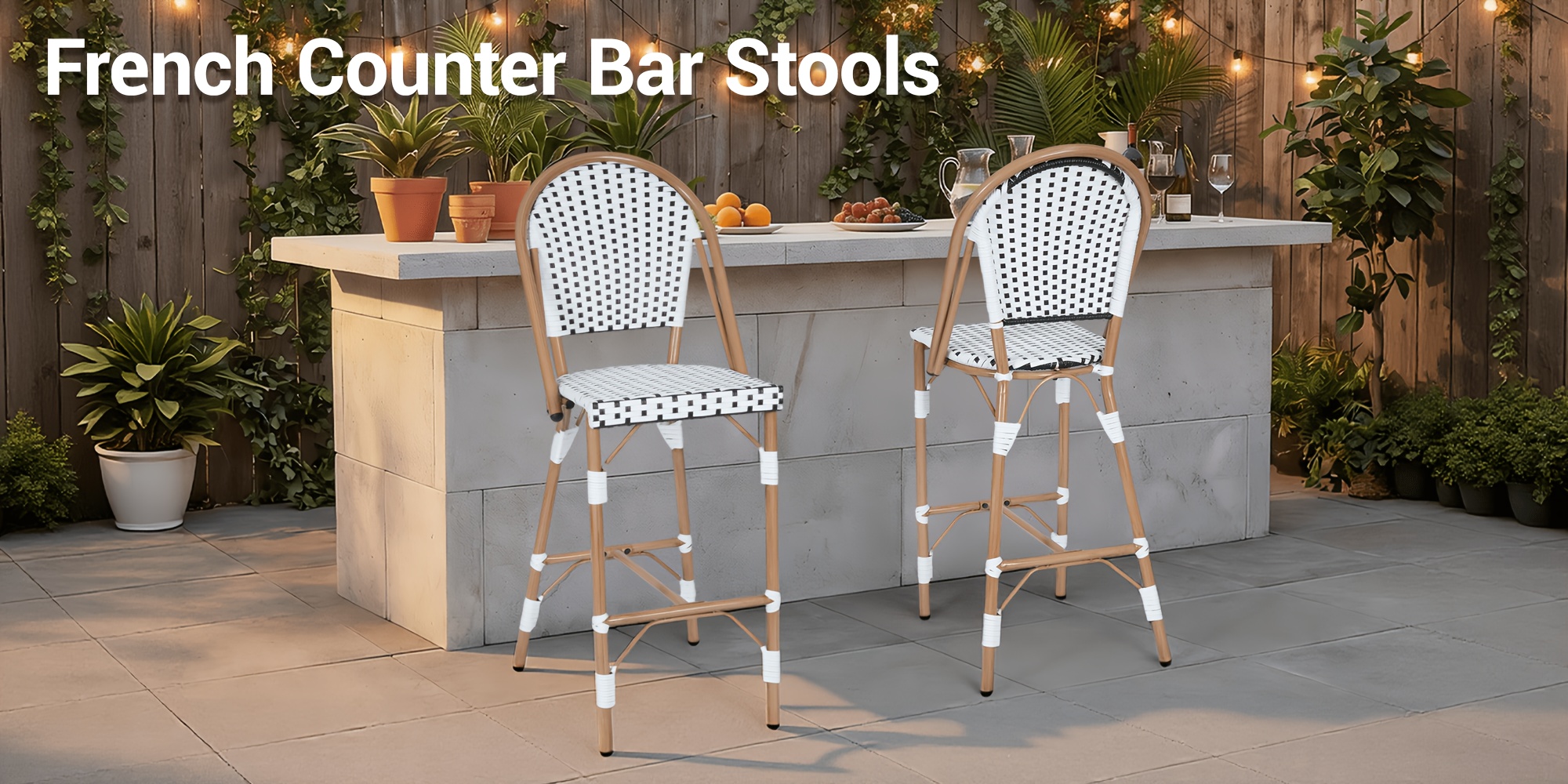 French Counter Height Bar Stool Set of 2, 30