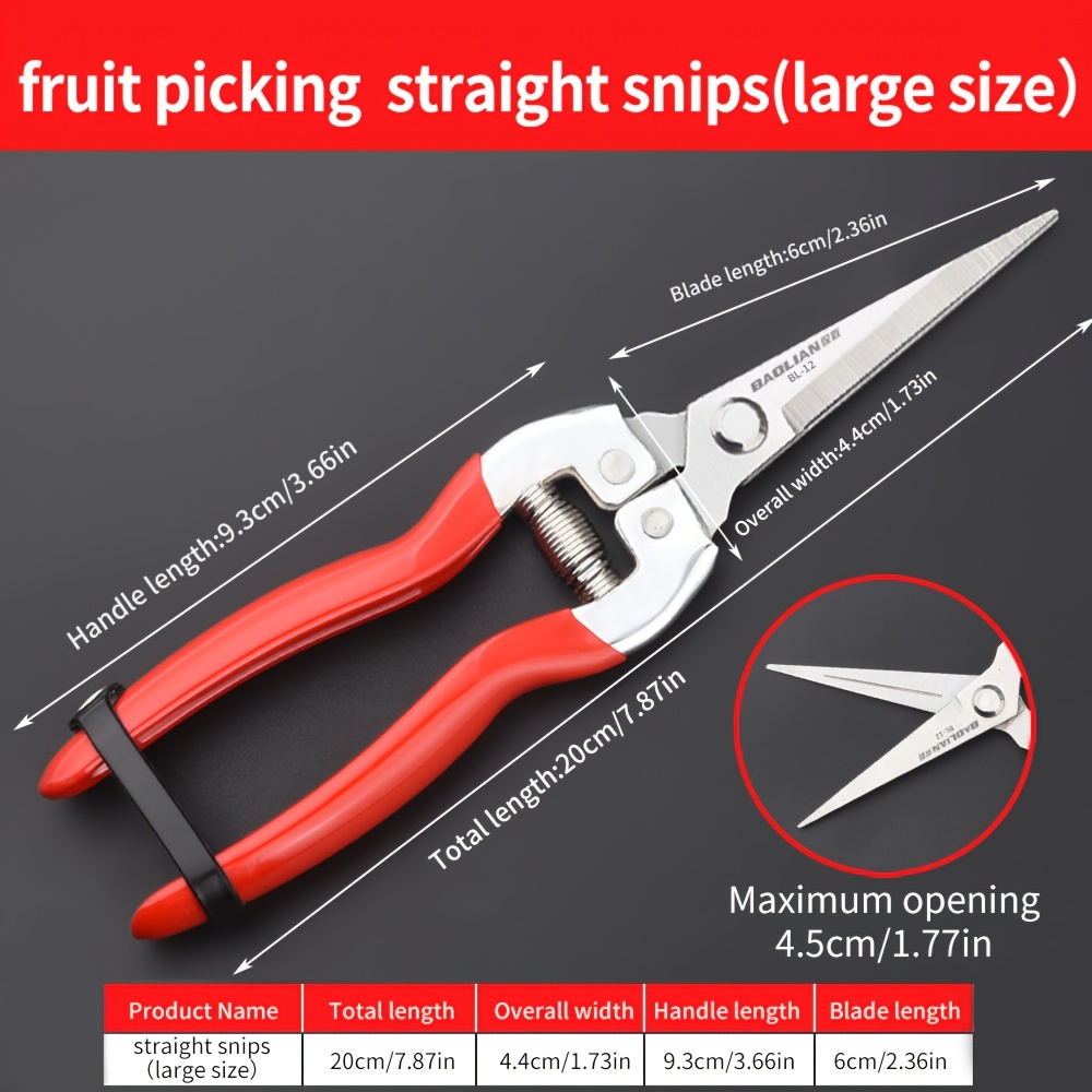 Stainless Steel Fruit Picking Pruning Shears, Large, Medium, Small Fruit Picking Scissors, Melon Scissors, Durable Stainless Steel Material, With Labor- Spring, Used For Trees, Flowers Branch Grafting
