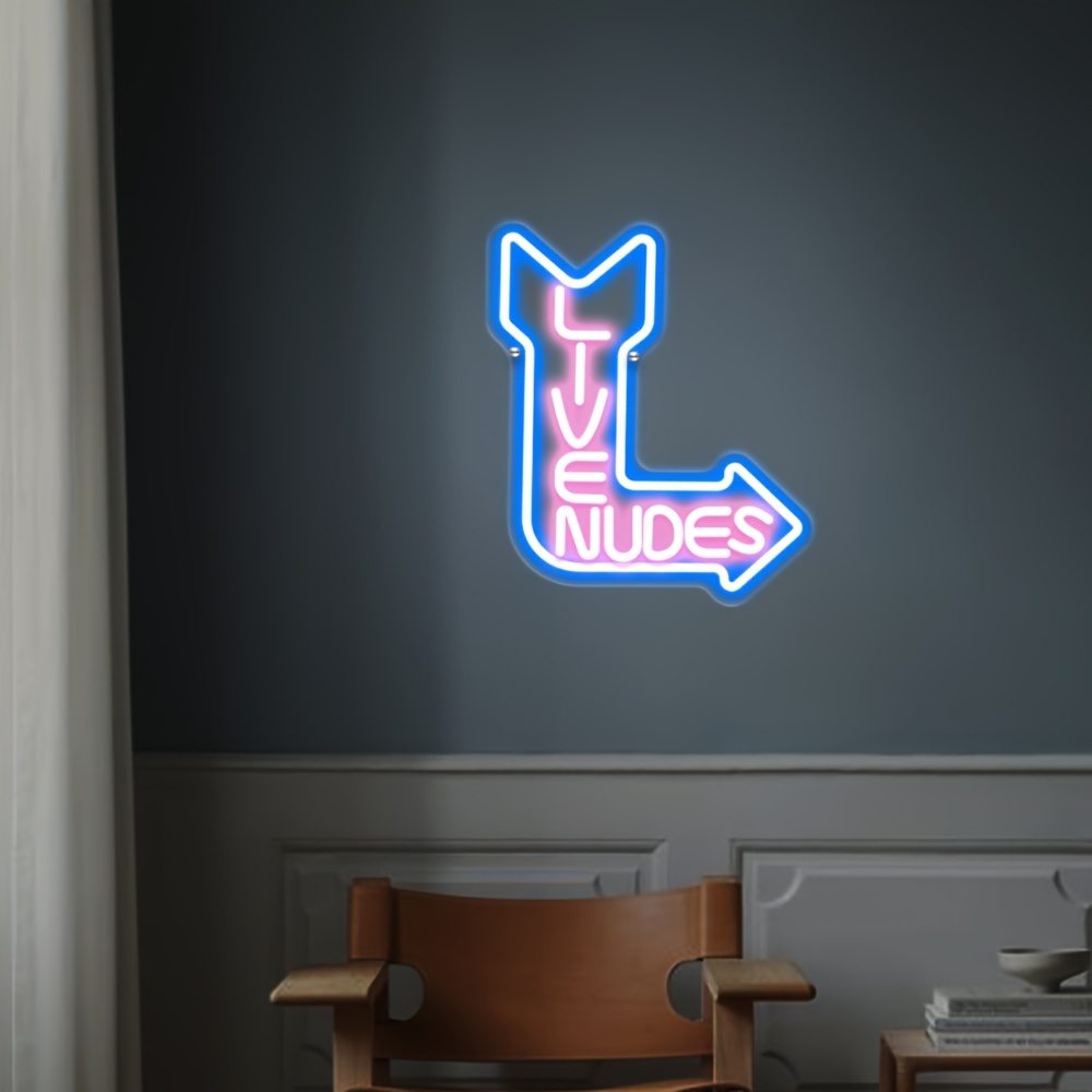 1pc LIVE NUDES LED Neon Sign Light, USB Neon Sign Light With Switch Wall  Art Decorative Hanging Sign For Bar Bedroom Living Room Party Home Decor