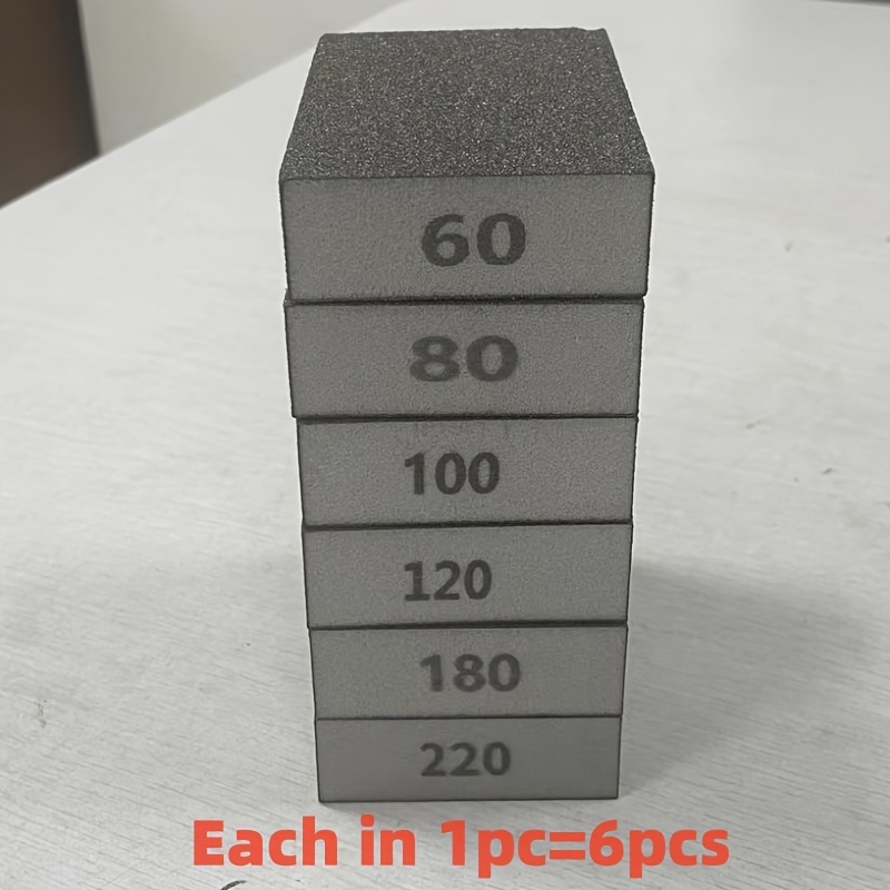 Image of 6pcs, 60,80,100,120,180,220 Mesh Sand Grit Sponge Blocks, Washable And Reusable Sandpaper Sponge, Used For Wood And Metal Furniture Paint And Drywall Wet And Dry Sandpaper Sponge