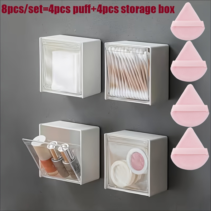 E-shop 8-teiliges Set Wandmontierte Badezimmer-Aufbewahrungsbox – Kosmetik-Organizer, Aufbewahrungsbox für Make-up kleine Gegenstände,