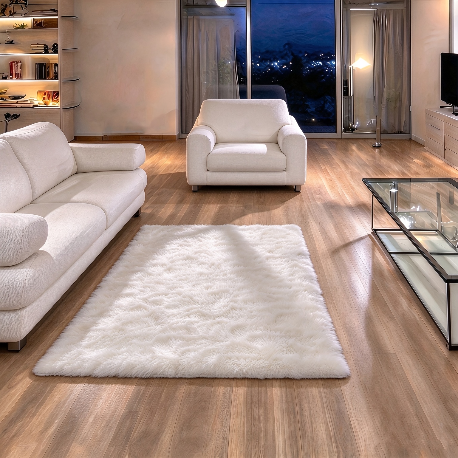 TEMU 1pc, Soft Fluffy Shag Area Rugs For Living Room, Shaggy Floor For Bedroom, Carpets Home Decor Rugs, Cute Luxury Non-slip Machine Washable, Home