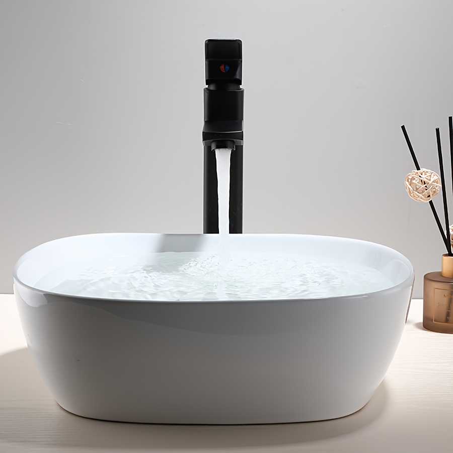 item picture 1 set tall square black bathroom basin with dual temperature faucet washbasin and cabinet faucet for face washing