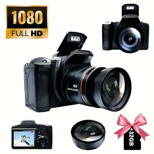 compact 1080p hd digital camera with 2 4 lcd screen 16x optical zoom abs body weather resistant design 32gb sd card photography enthusiasts travel essentials