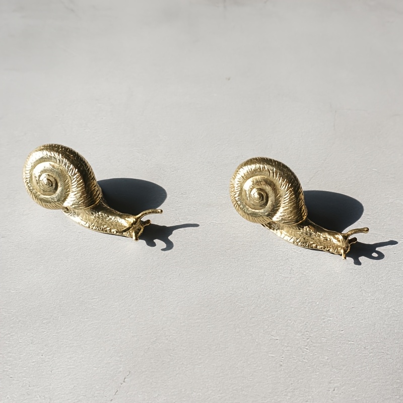 2 2in*0.9in Brass Cabinet Small Handles, Snail-shaped Drawer Door Pulls, Single-hole Cabinet Handles, Decorative Knobs With Installation Screws