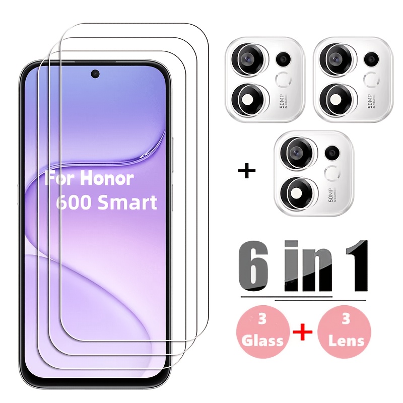 TEMU 6 en 1 pour Honor 600 Smart, verre trempé 2.5D à couverture complète pour Honor 600 Smart, film de d'écran pour Honor 600 Smart, film pour