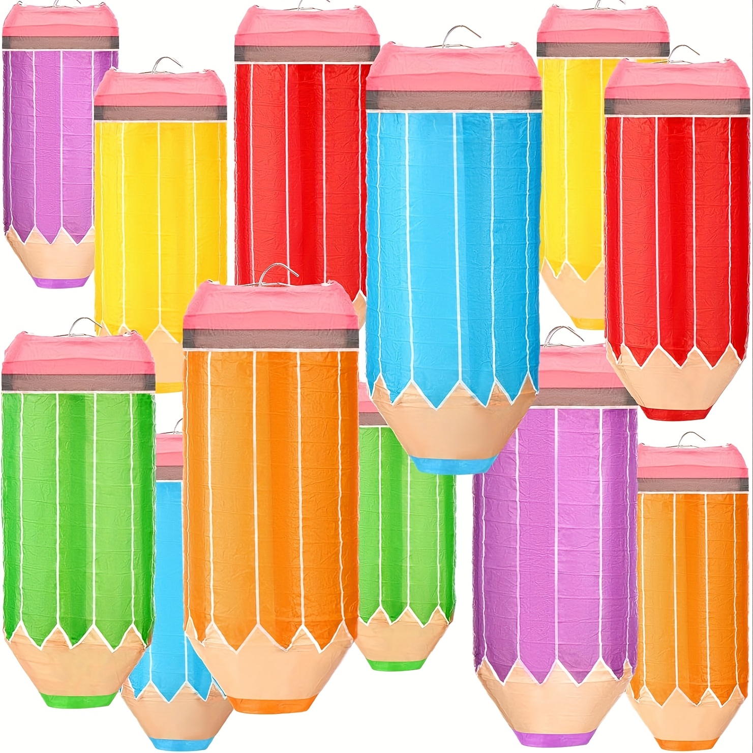 18pcs Crayon-shaped Paper Lanterns, Festive Back-to- School Party Decorations