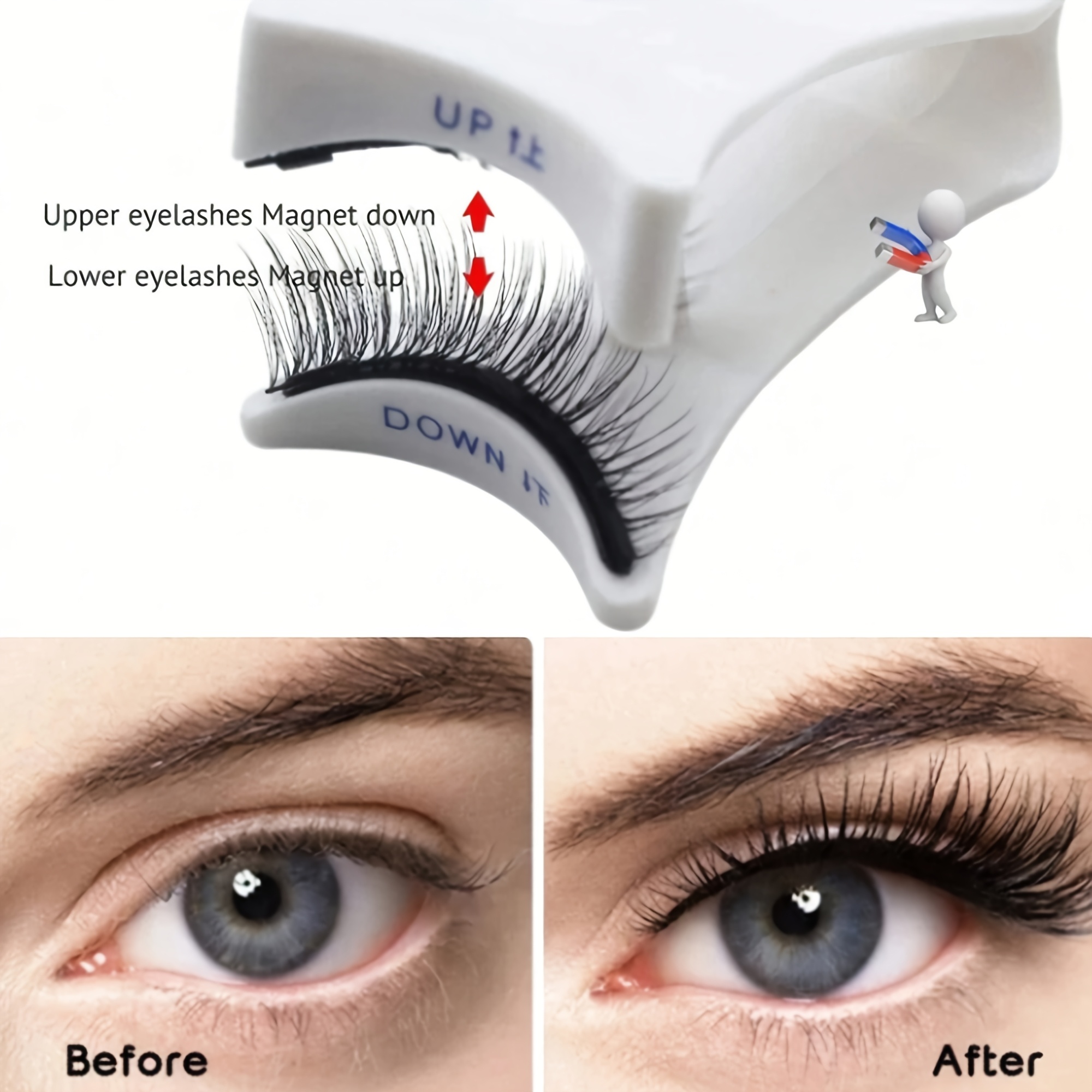 three piece magnetic false eyelashes of magnetic false eyelashes for to apply makeup quickly dating and dancing makeup integrated box with eyelash curler convenient to carry Product details 0