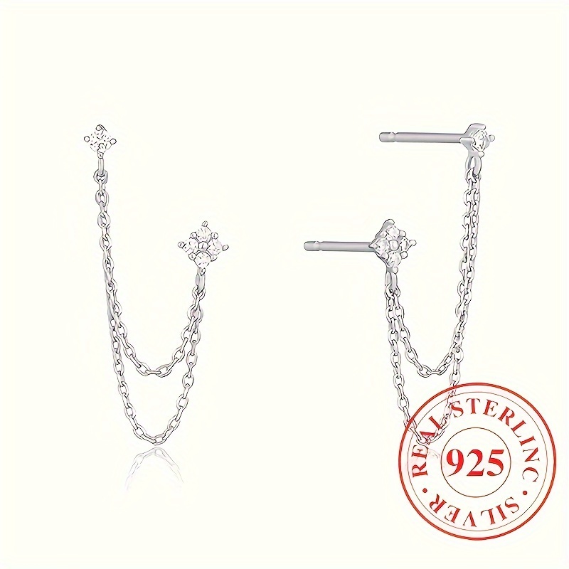 TEMU Elegant And Minimalist Style Fashion Jewelry Ladies Wedding Jewelry With 1.5g 925 Sterling Silver Chain Pendant Zirconia Earrings