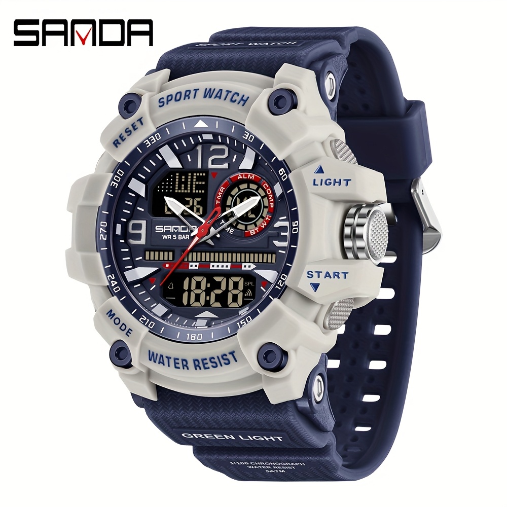 TEMU Sanda Men's And Women's Watches Sports Fashion Electronic Luxury Watches Large Dial Multi Functional Outdoor Waterproof Watches Men's Watches