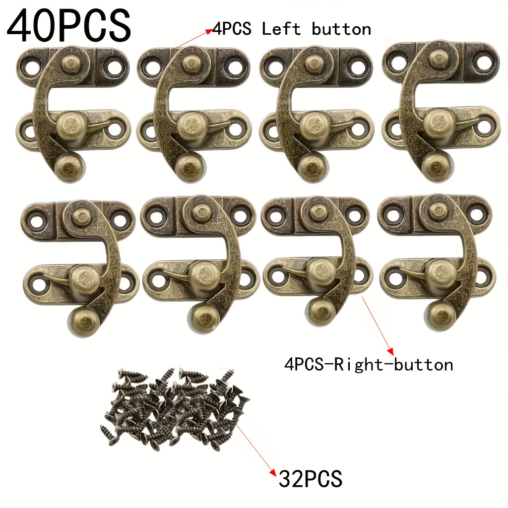 TEMU 40pcs (8 loquets + 32 vis) Loquet de fer bronze avec vis, 27X32Mm (1.06Inch X 1.26Inch) - Boucle en métal pour boîte à bijoux, boîte en bois et