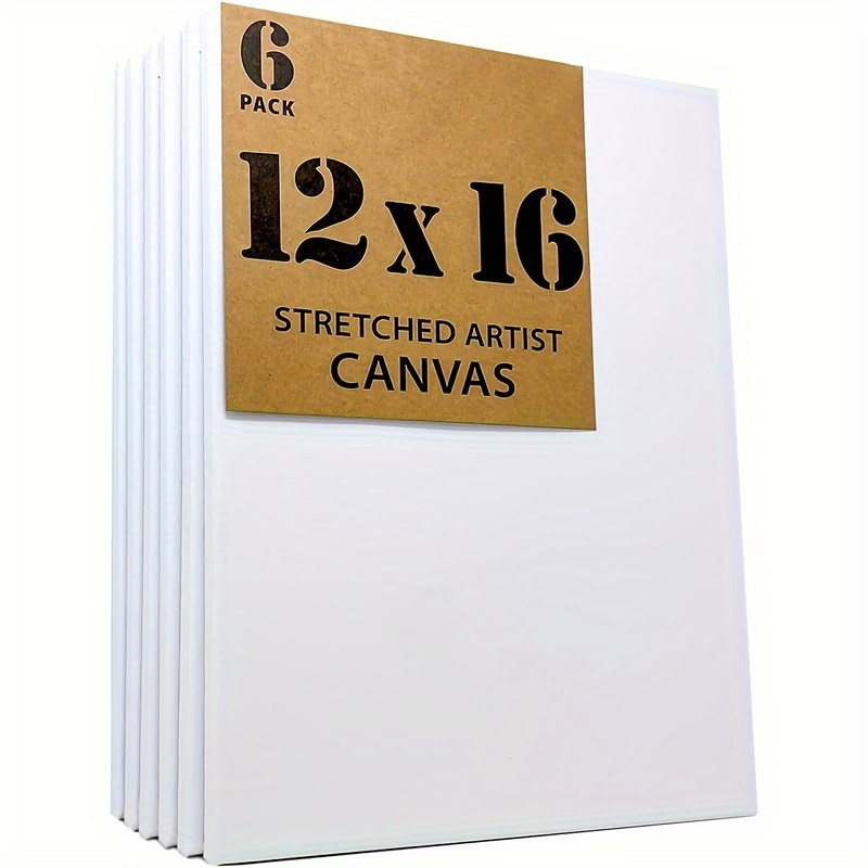 

Artist's Stretched Canvas - 12"x16" | 6-piece Value Set For Painting | Premium 100% Cotton With Pine Wood Frame | Ideal For Acrylic, Oil, Mixed Media & Pouring