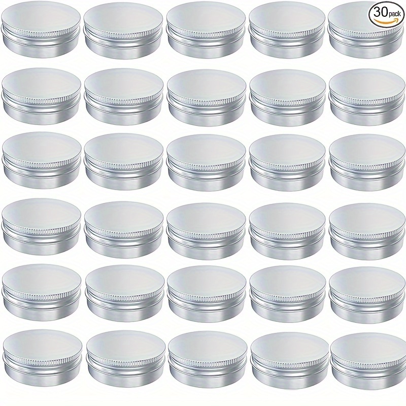 

30pcs 15ml Aluminum Tin Cream Jars, Refillable Containers With Screw Lid, Silver, Suitable For Candle Making, Cosmetics, & Storage