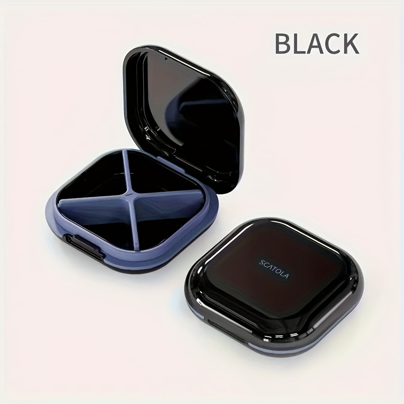 Compact Travel Pill Organizer with 4 Compartments, Portable Medicine Holder