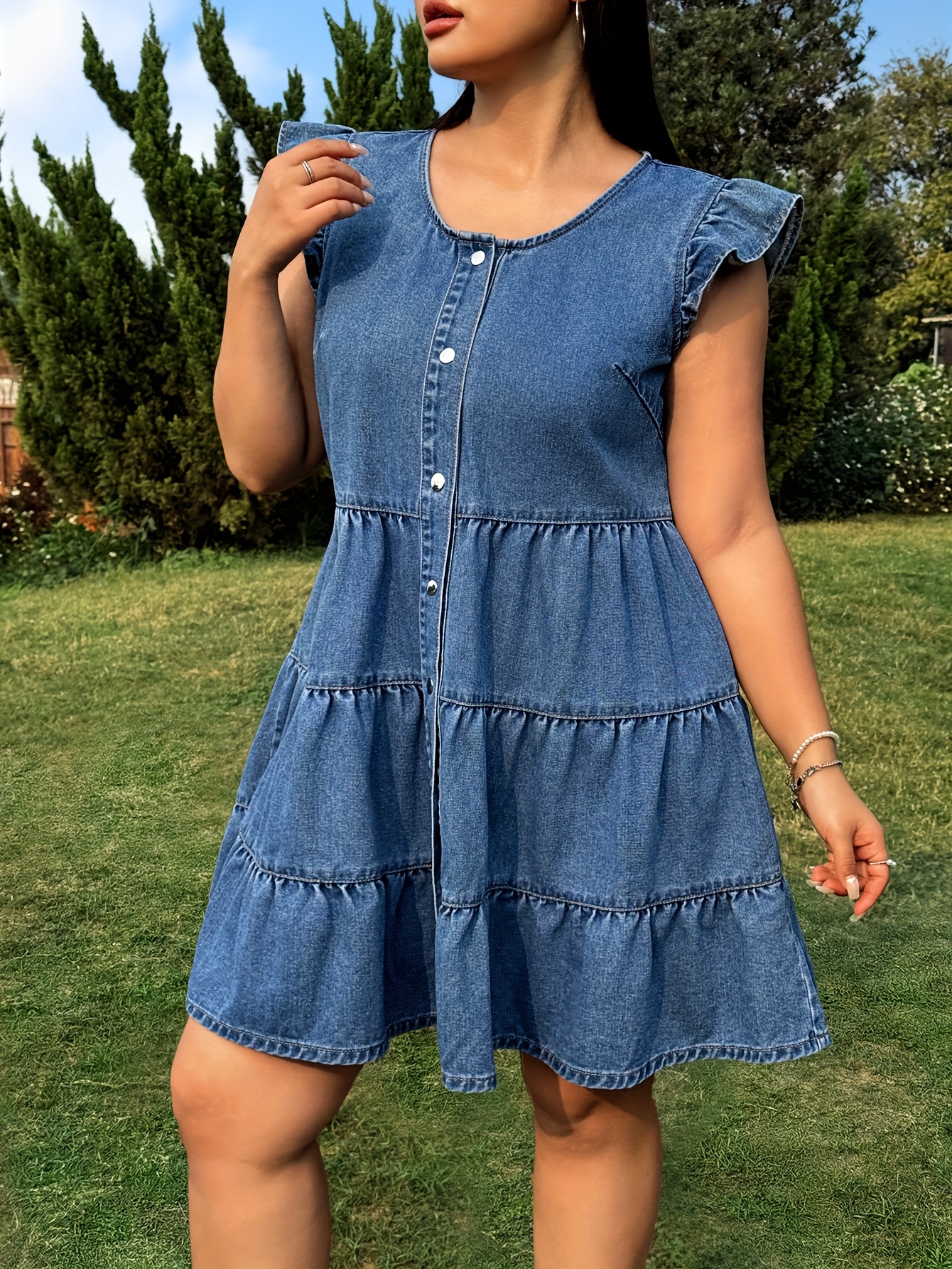 womens plus size casual flounce sleeve dress women' - Temu Oman