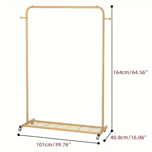 1 pc clothes rack on rack with bottom mesh storage shelf rolling garment rack for hanging clothes coats skirts for bedroom living room